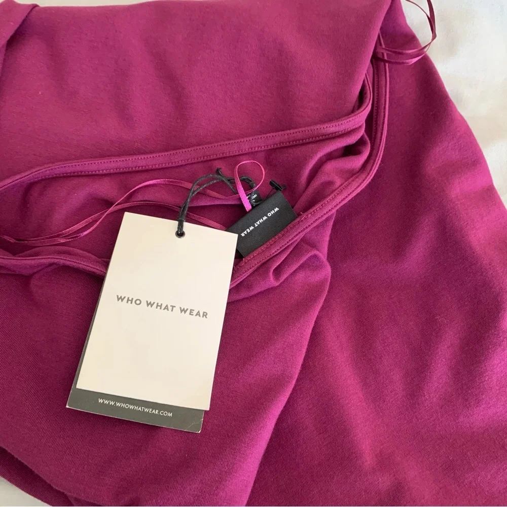 Who What Wear One-Shoulder Midi Dress in Purple - Picture 3 of 7